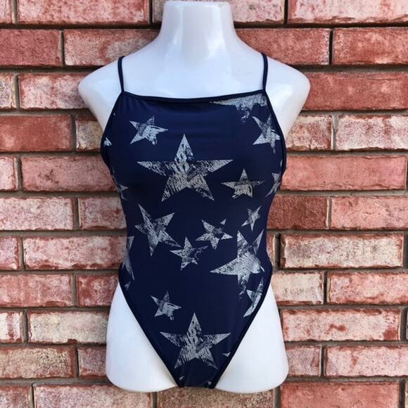 aerie Navy Blue Silver Stars Swimsuit - Picture 3 of 9
